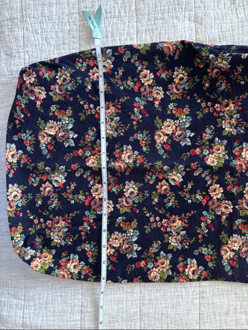 Floral Navy Corduroy Tote Bag - Picture 2 of 7